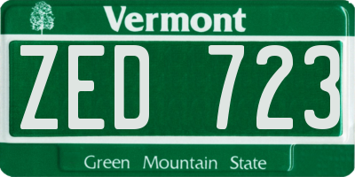 VT license plate ZED723
