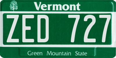 VT license plate ZED727