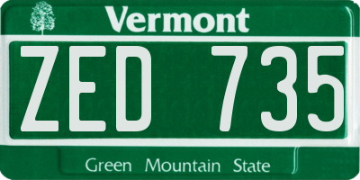 VT license plate ZED735