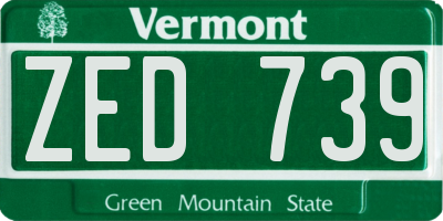 VT license plate ZED739