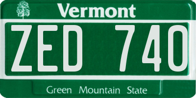 VT license plate ZED740