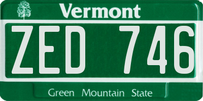 VT license plate ZED746