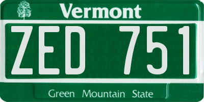 VT license plate ZED751