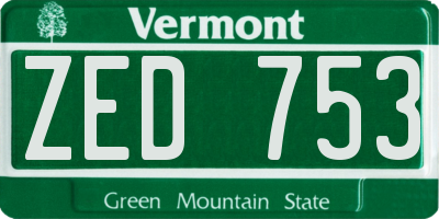 VT license plate ZED753