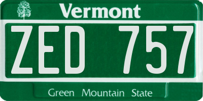 VT license plate ZED757