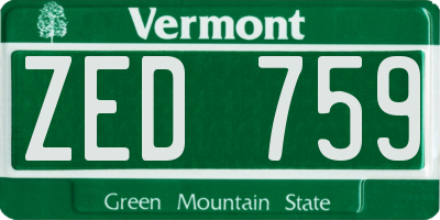 VT license plate ZED759