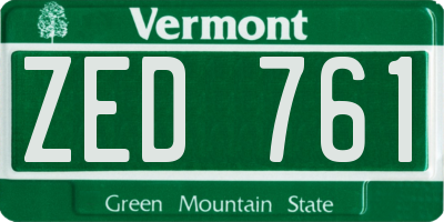 VT license plate ZED761