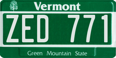 VT license plate ZED771