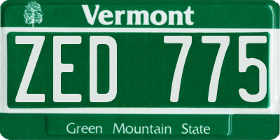 VT license plate ZED775
