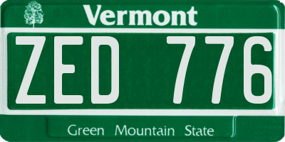 VT license plate ZED776
