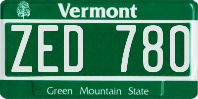 VT license plate ZED780
