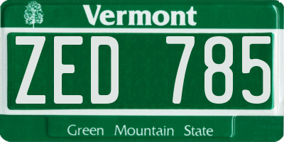 VT license plate ZED785