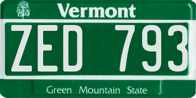 VT license plate ZED793