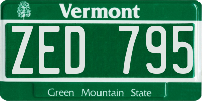 VT license plate ZED795