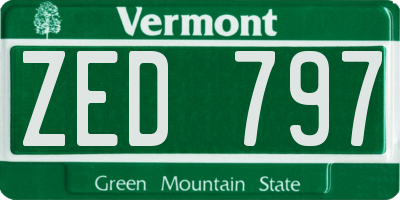 VT license plate ZED797