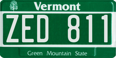 VT license plate ZED811