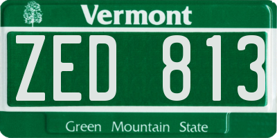 VT license plate ZED813