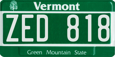 VT license plate ZED818