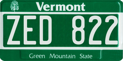 VT license plate ZED822