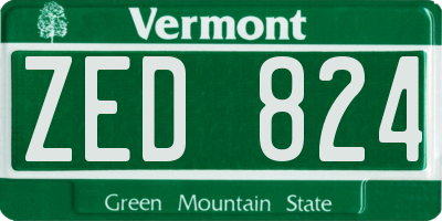 VT license plate ZED824