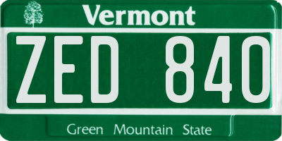 VT license plate ZED840