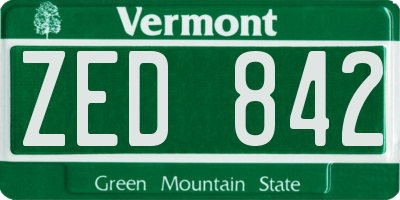 VT license plate ZED842