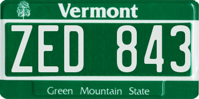 VT license plate ZED843