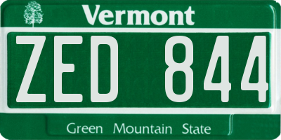VT license plate ZED844