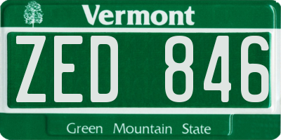 VT license plate ZED846