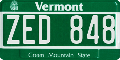 VT license plate ZED848