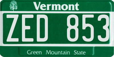 VT license plate ZED853