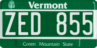 VT license plate ZED855
