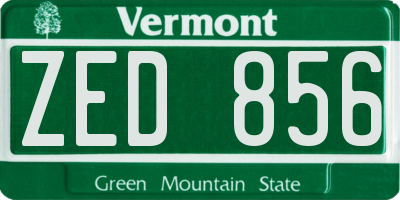 VT license plate ZED856