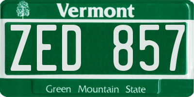 VT license plate ZED857