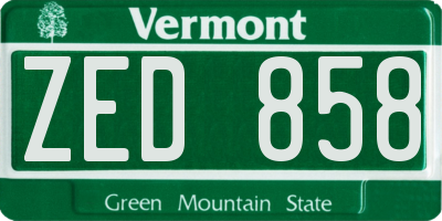 VT license plate ZED858