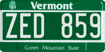 VT license plate ZED859
