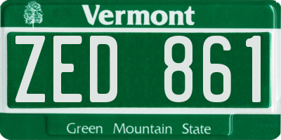 VT license plate ZED861