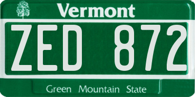 VT license plate ZED872