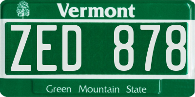 VT license plate ZED878