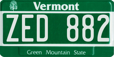 VT license plate ZED882