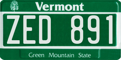 VT license plate ZED891