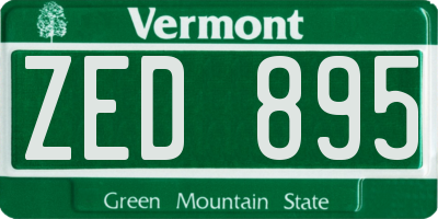 VT license plate ZED895