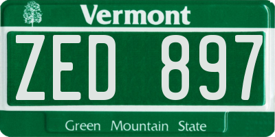 VT license plate ZED897