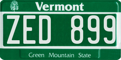 VT license plate ZED899
