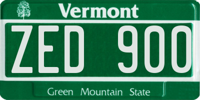 VT license plate ZED900