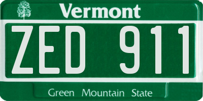 VT license plate ZED911