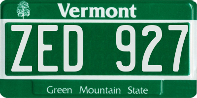 VT license plate ZED927