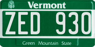 VT license plate ZED930
