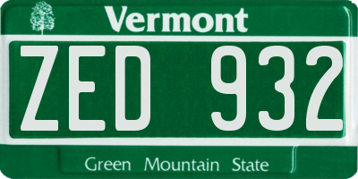 VT license plate ZED932