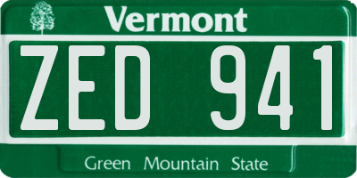 VT license plate ZED941